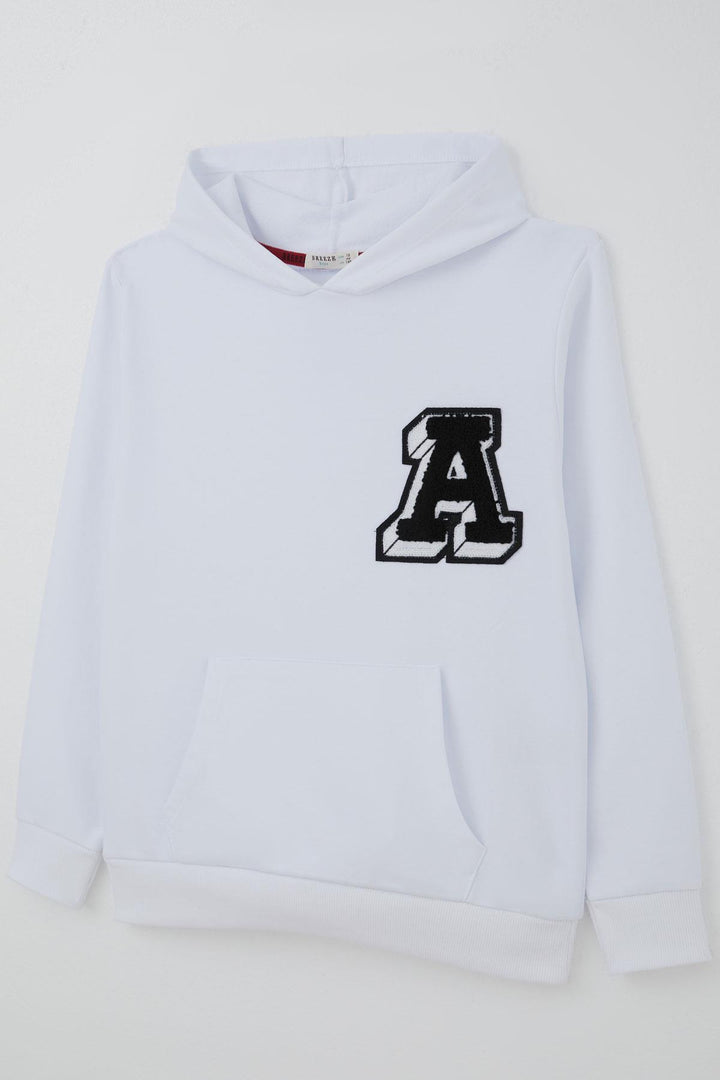 BRE Breeze Boys' Sweatshirt with A Letter Embroidery Crest, 94 Years, White - Krefeld