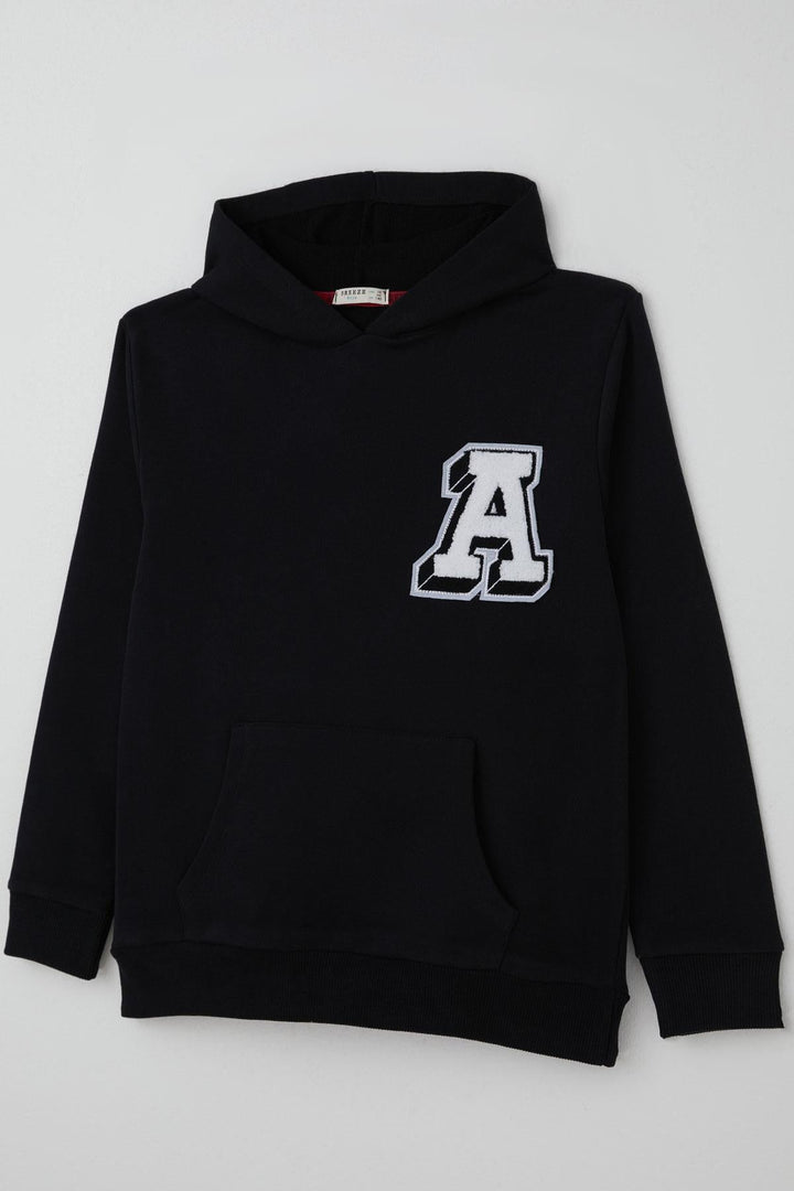 BRE Breeze Erkek Çocuk Sweatshirt A Harfi Yazı Nakış Armalı 94 Yaş, Siyah - Camargo