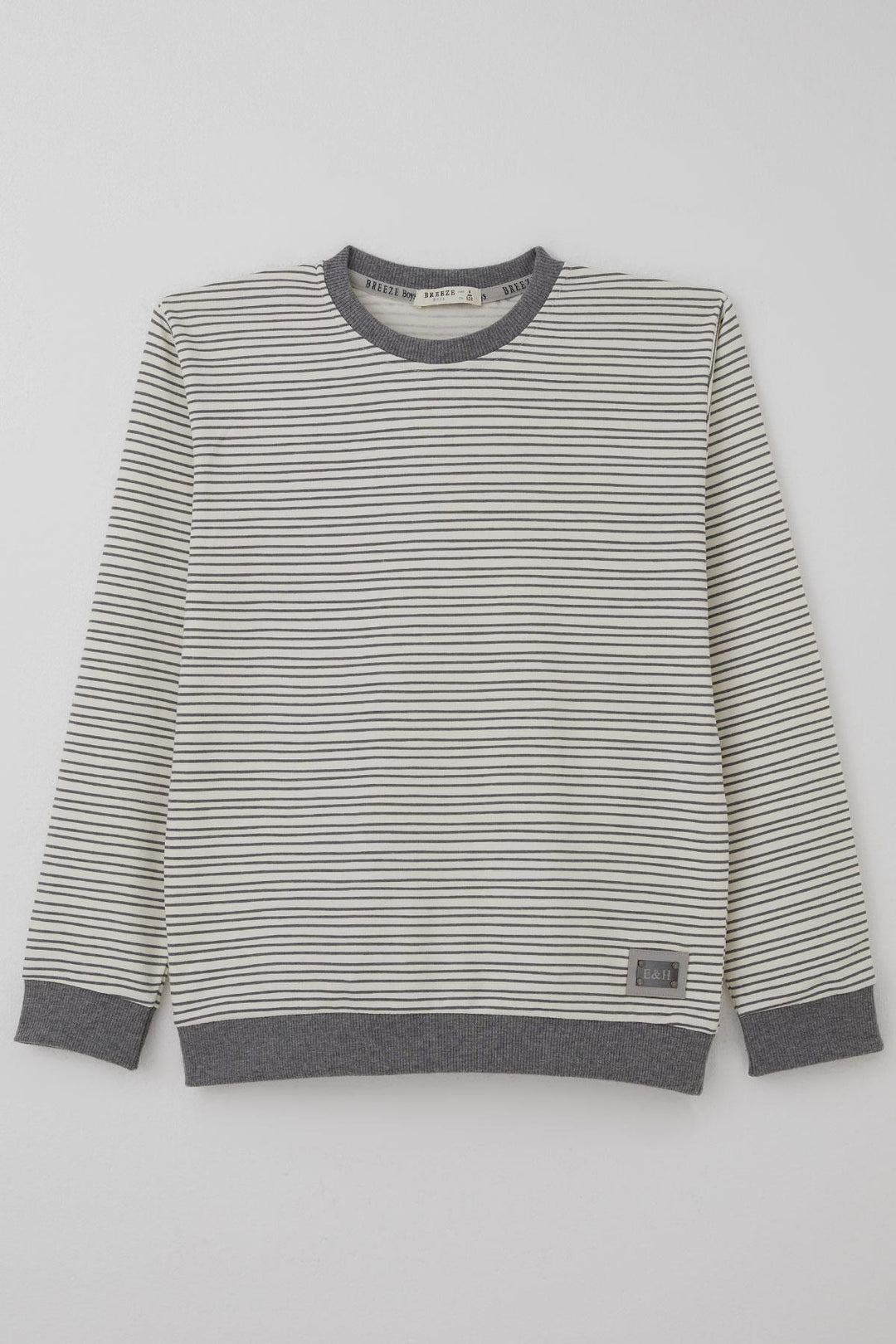 BRE Breeze Boys' Sweatshirt with Arm Detail Striped 4-8 Years, Ecru - Midvale