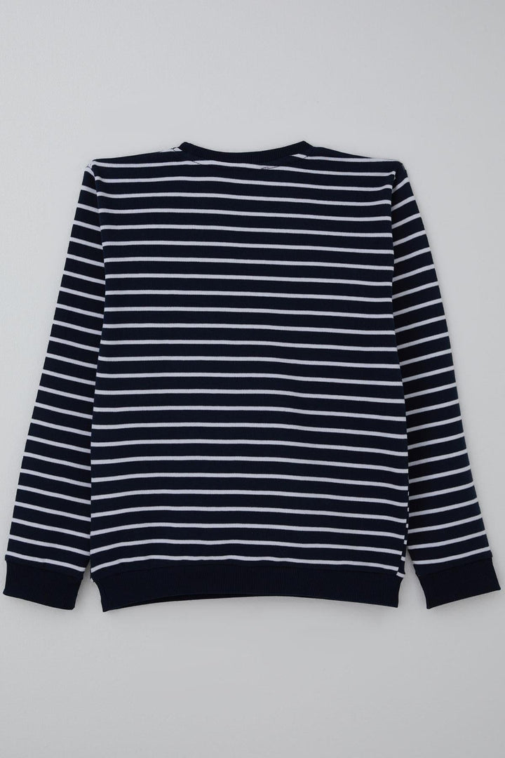 BRE Breeze Boys' Sweatshirt with Arm Detail Striped 4-8 Years, Navy Blue - Jackson