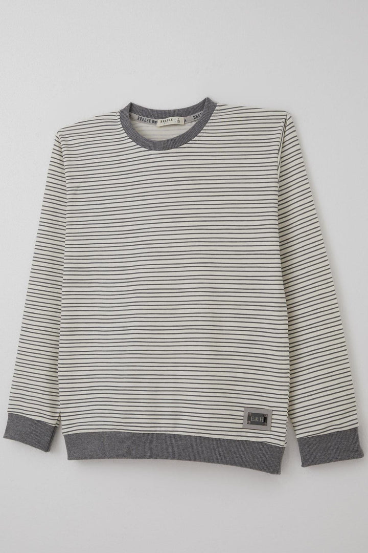 BRE Breeze Boys' Sweatshirt with Arm Detail Striped 4-8 Years, Ecru - Midvale