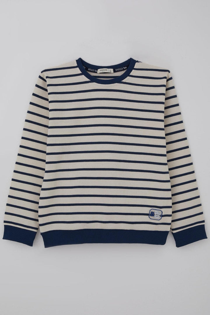BRE Breeze Erkek Çocuk Sweatshirt Arma Detaylı 40 Yaş, Ekru - Hallandale Beach