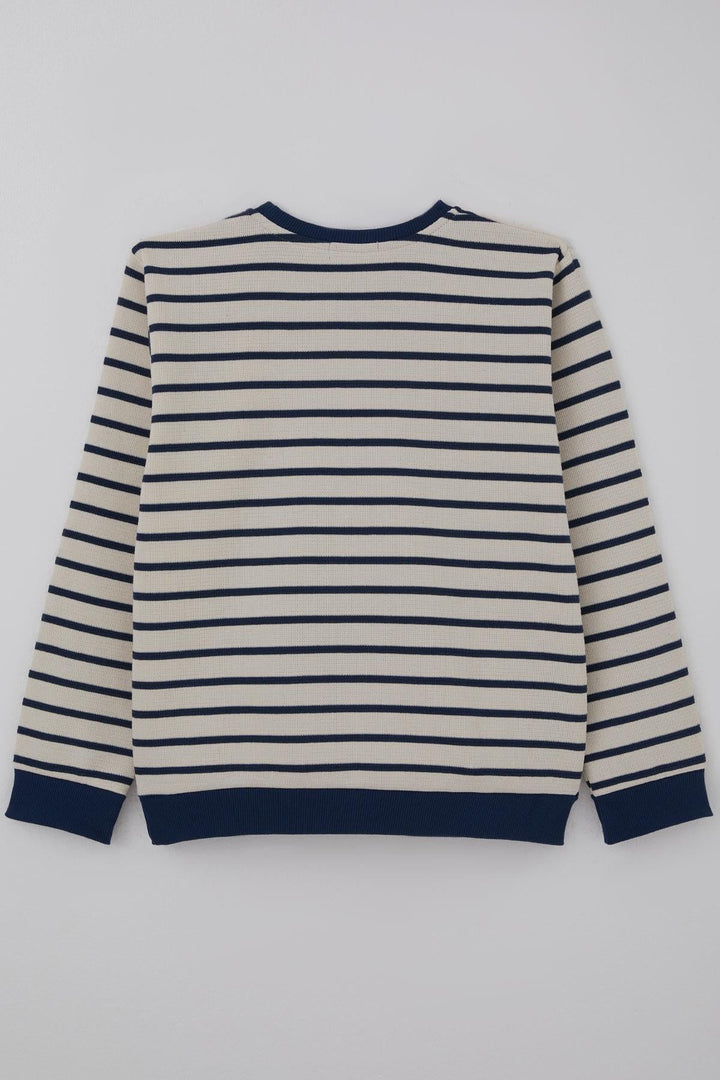 BRE Breeze Erkek Çocuk Sweatshirt Arma Detaylı 40 Yaş, Ekru - Hallandale Beach