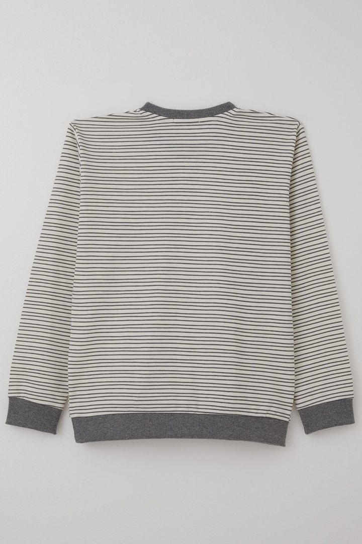 BRE Breeze Erkek Çocuk Sweatshirt Arma Detaylı Çzgili 4-8 Yaş, Ekru - Taunton