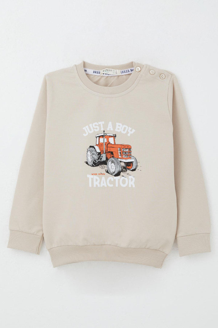 BRE Breeze Boys' Sweatshirt Lightning of the Farm 1.5-5 Years, Beige - North Highlands