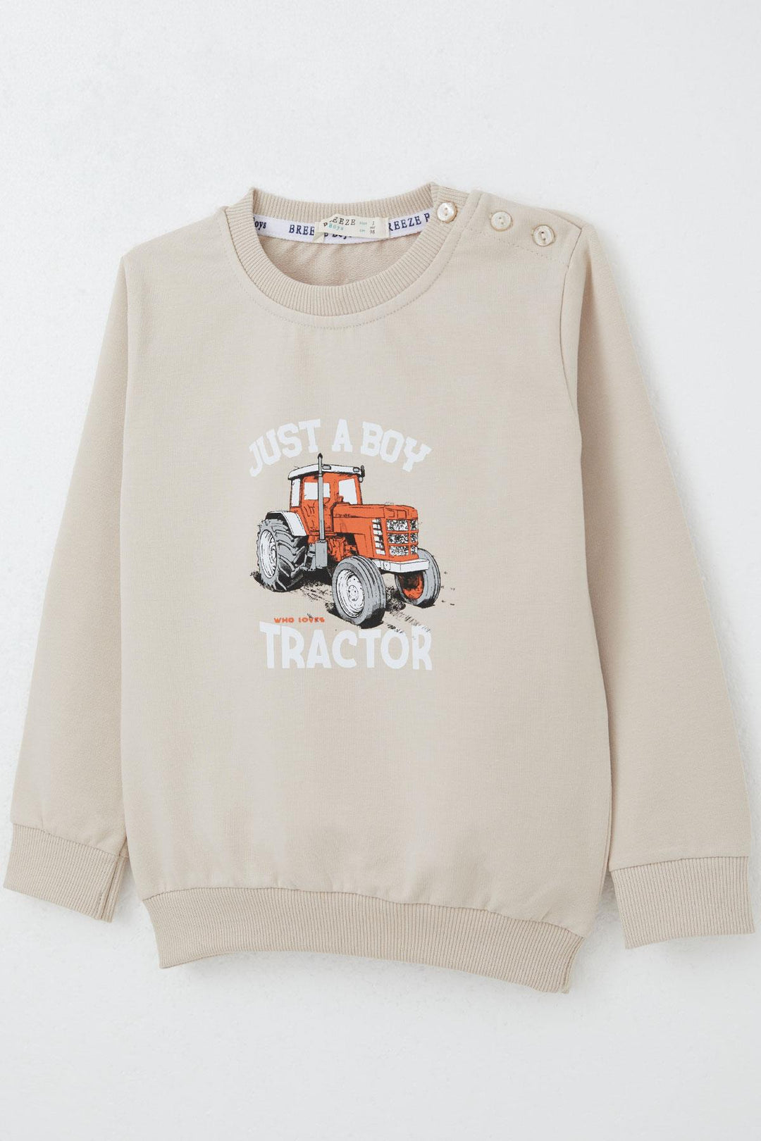 BRE Breeze Boys' Sweatshirt Lightning of the Farm 1.5-5 Years, Beige - North Highlands