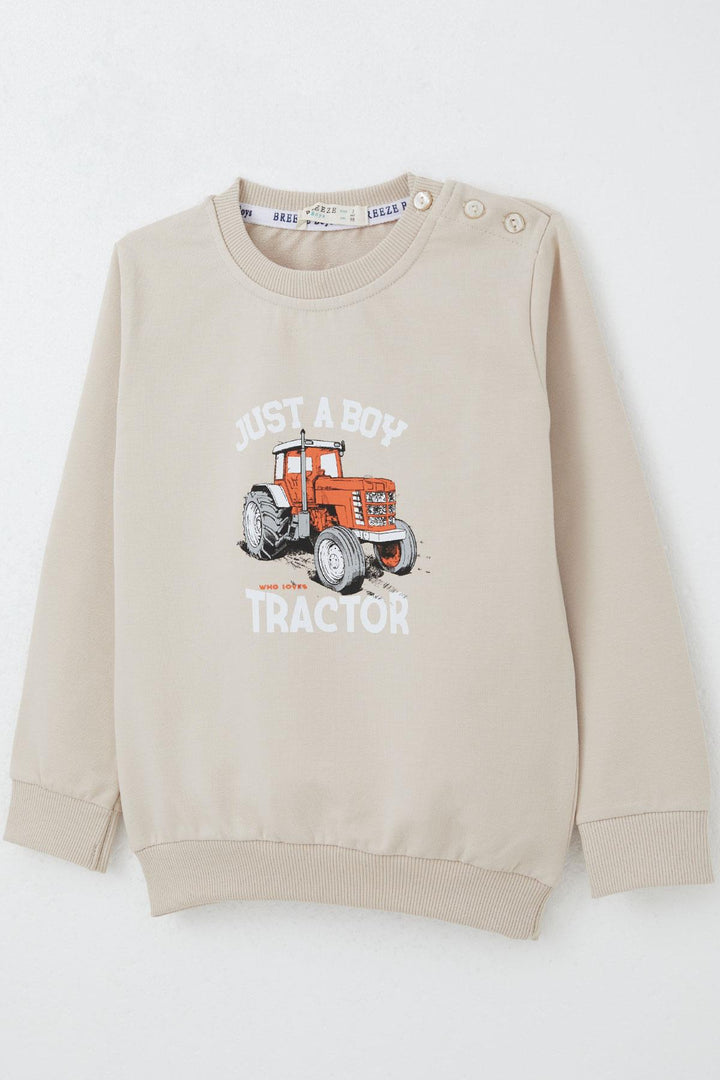 BRE Breeze Boys' Sweatshirt Lightning of the Farm 1.5-5 Years, Beige - North Highlands