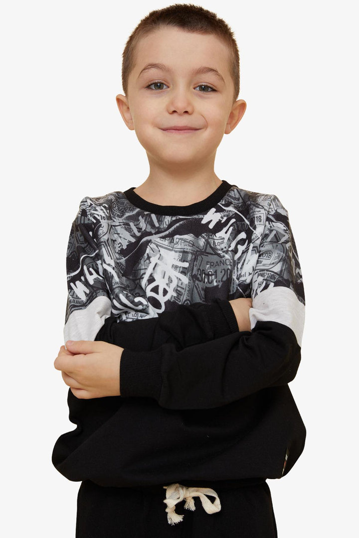 BRE Breeze Boys' Sweatshirt Patterned 62 Years, Black - Datteln