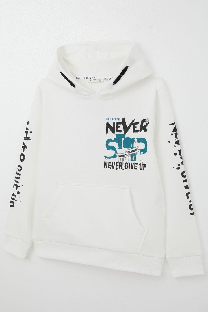 BRE Breeze Boys' Sweatshirt with Kangaroo Pocket Hoodie, 96 Years, Ecru - Owensboro