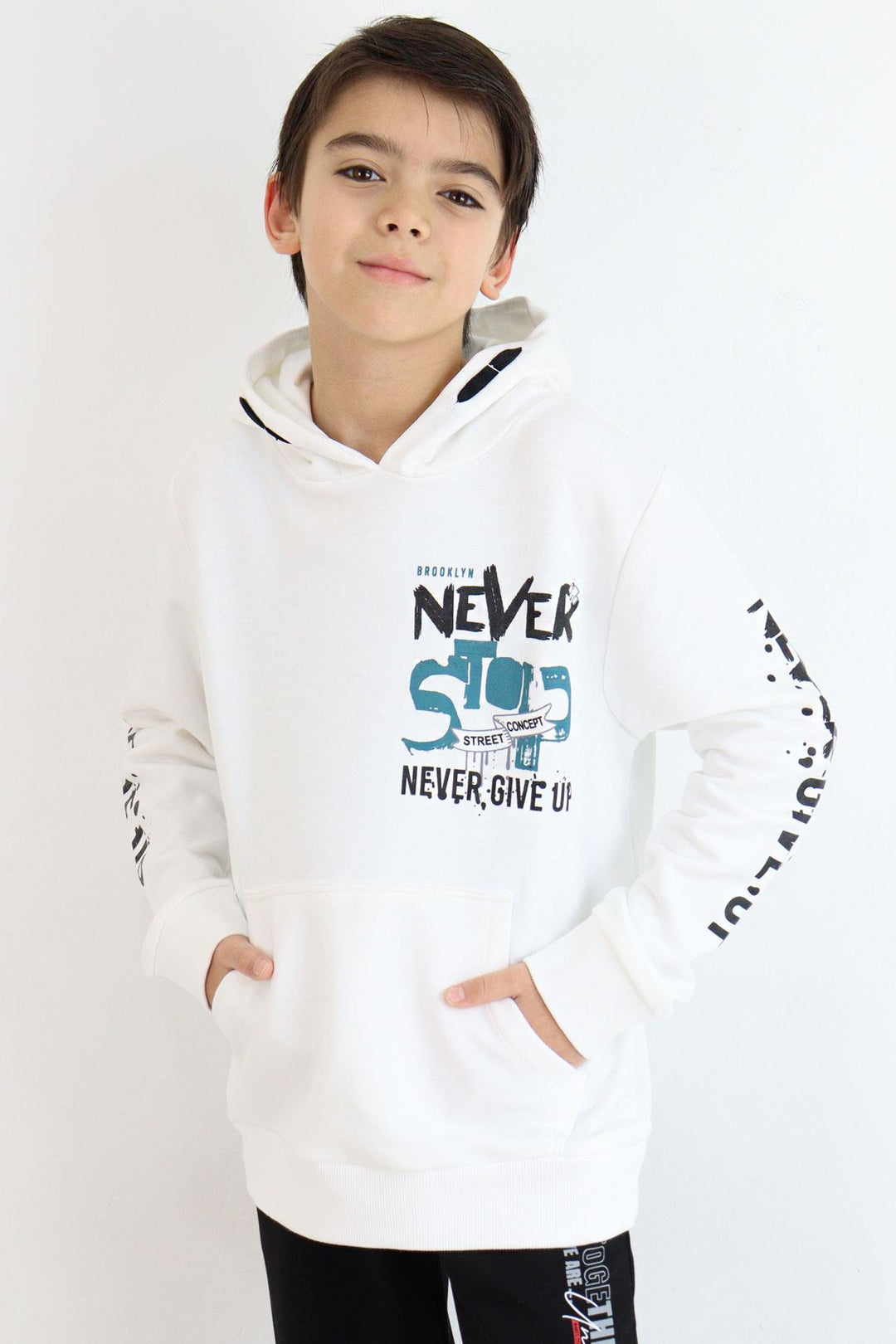 BRE Breeze Boys' Sweatshirt with Kangaroo Pocket Hoodie, 96 Years, Ecru - Owensboro