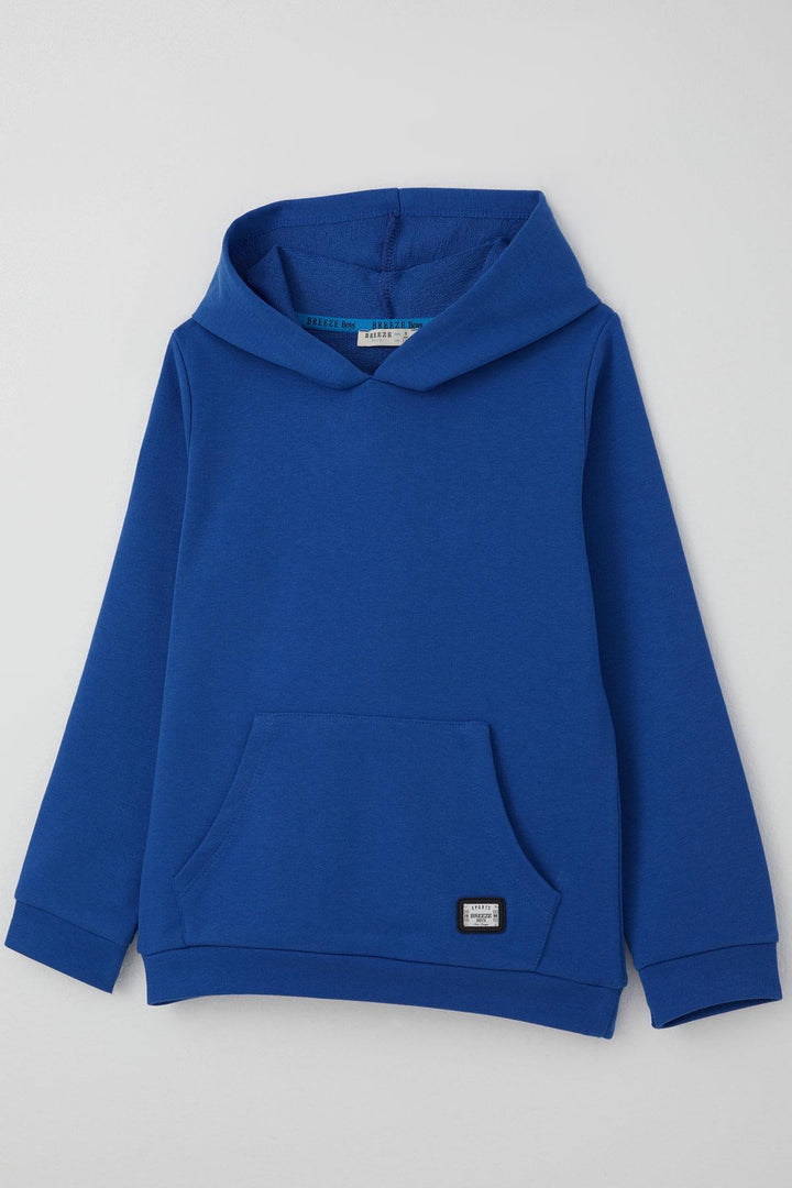 BRE Breeze Boys' Sweatshirt with Kangaroo Pocket and Arm Detail, 4-8 Years, Saxe Blue - Pistoia