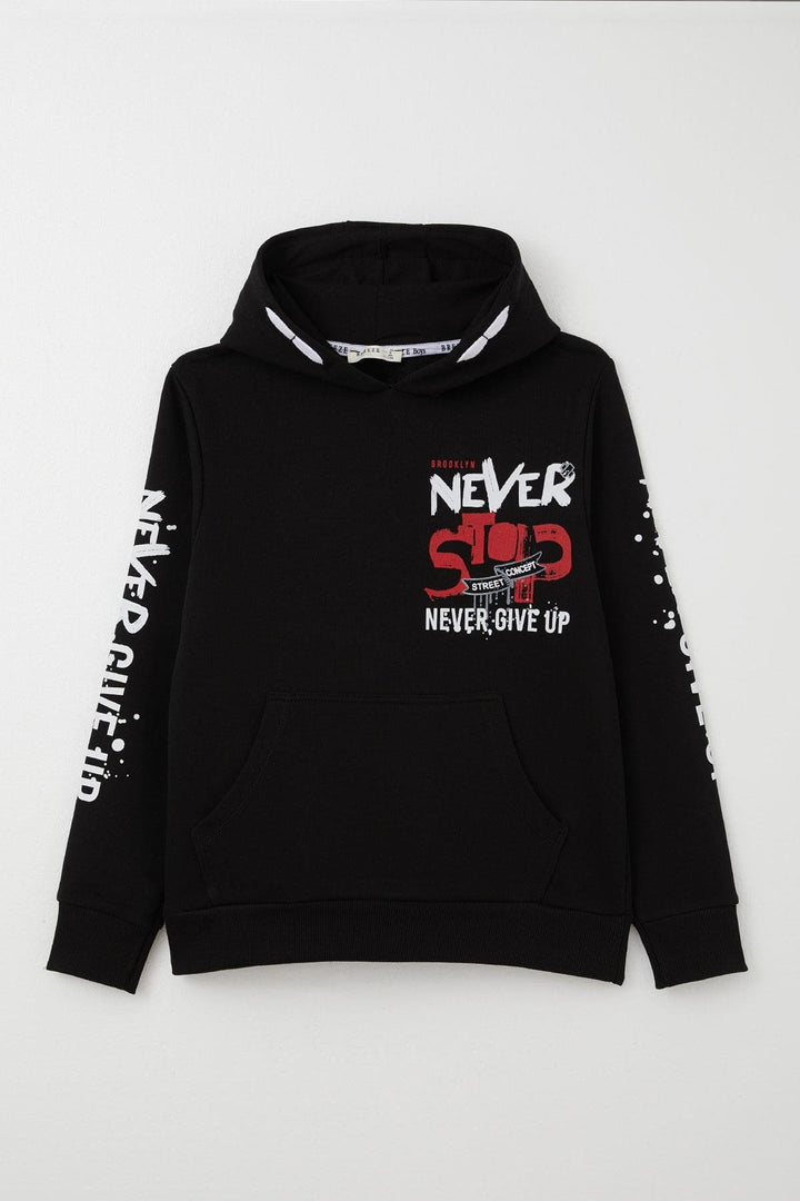 BRE Breeze Boys' Sweatshirt with Kangaroo Pocket Hoodie, 96 Years, Black - Guilderland