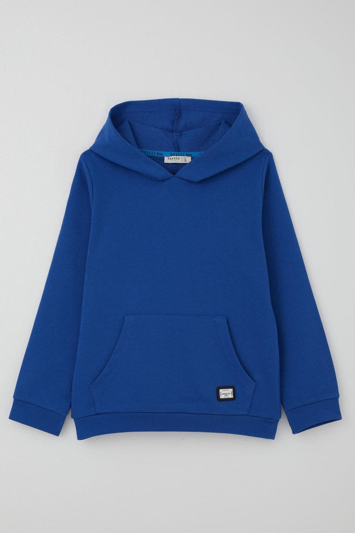 BRE Breeze Boys' Sweatshirt with Kangaroo Pocket and Arm Detail, 4-8 Years, Saxe Blue - Pistoia