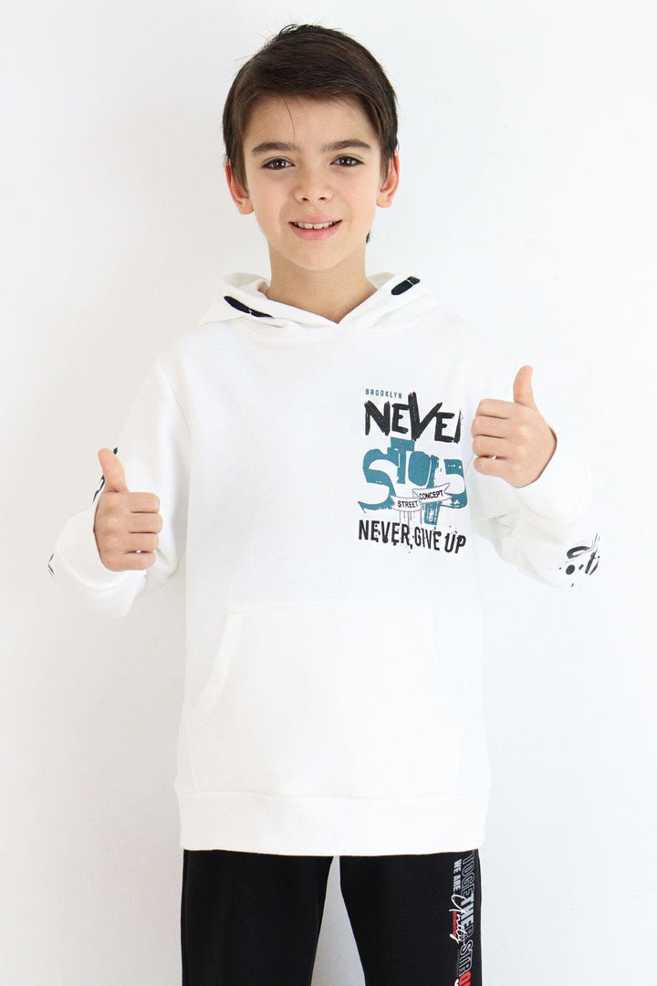 BRE Breeze Boys' Sweatshirt with Kangaroo Pocket Hoodie, 96 Years, Ecru - Owensboro