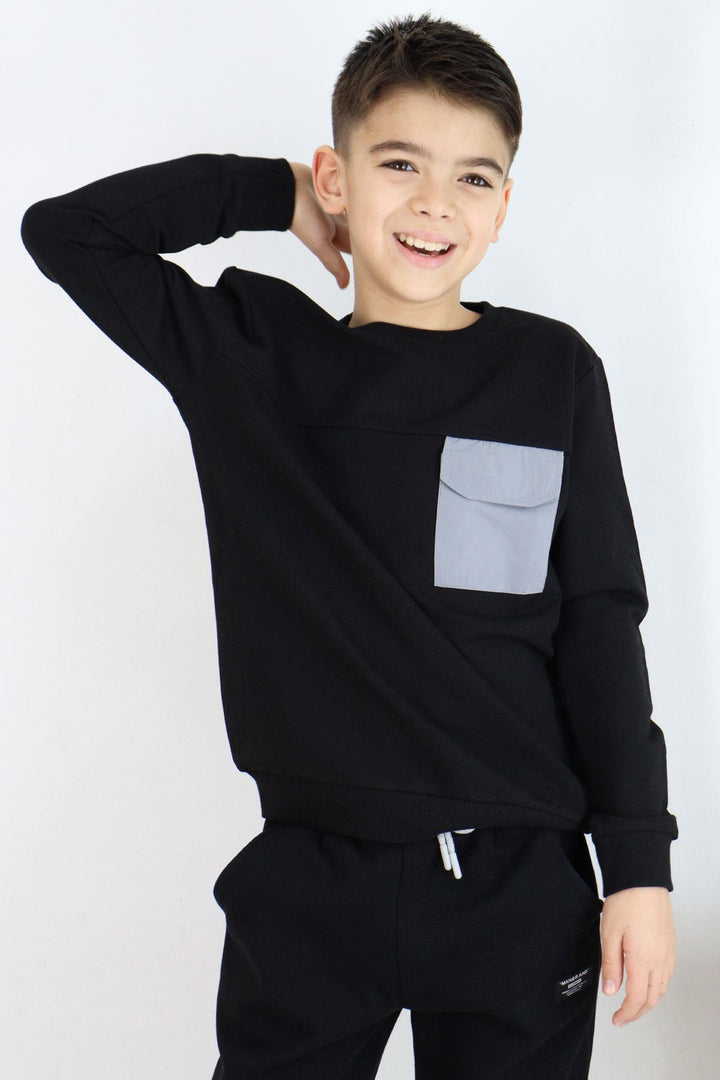 BRE Breeze Boys' Sweatshirt with Hooded Pocket Detail, 62 Years, Black - Basingstoke