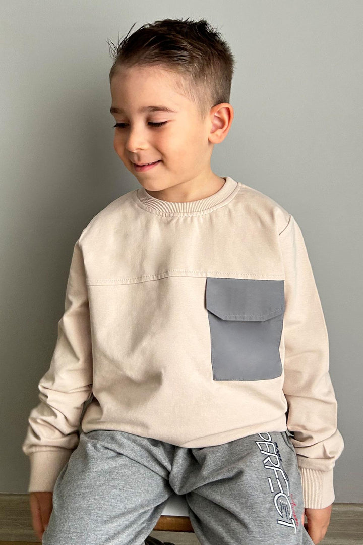 BRE Breeze Boys' Sweatshirt with Hooded Pocket Detail, 62 Years, Beige - Royal Tunbridge Wells
