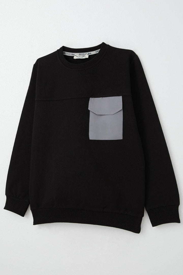 BRE Breeze Boys' Sweatshirt with Hooded Pocket Detail, 62 Years, Black - Basingstoke