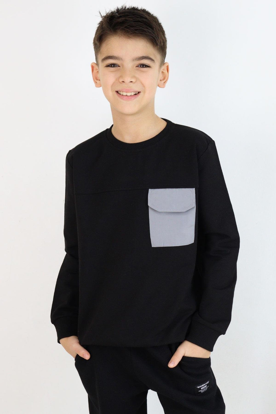 BRE Breeze Boys' Sweatshirt with Hooded Pocket Detail, 62 Years, Black - Basingstoke