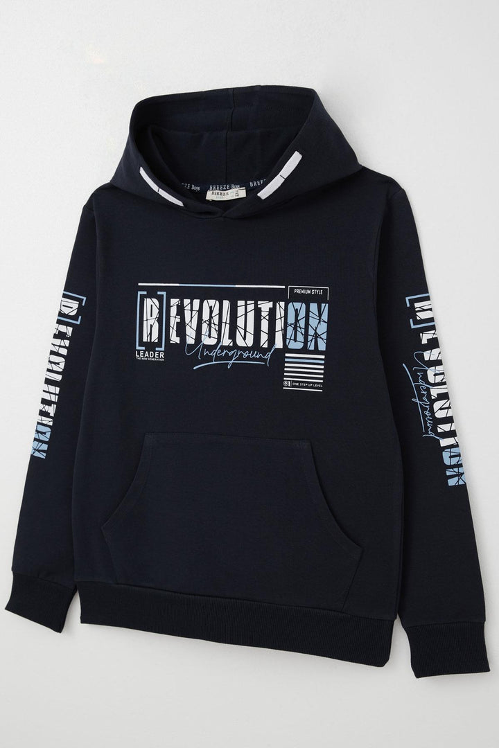 BRE Breeze Boys' Sweatshirt Hoodie with Kangaroo Pocket 96 Years, Navy Blue - Jiquílpan de Juárez
