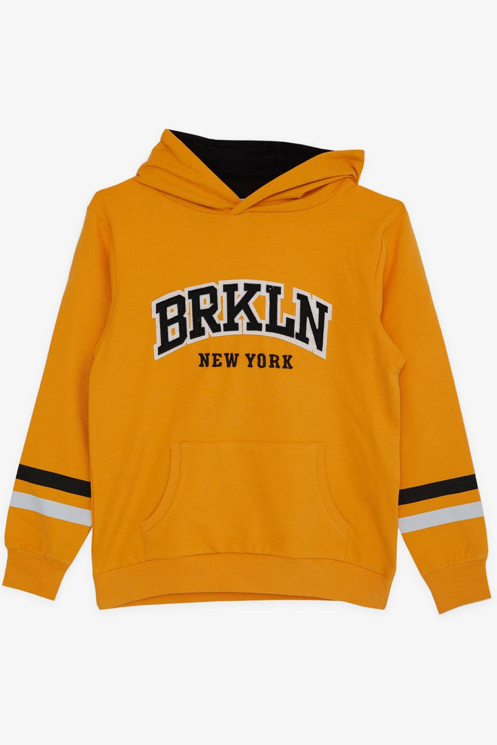 BRE Breeze Boys' Hooded Sweatshirt with Embroidery, Mustard Yellow, 45 Years - Caldwell