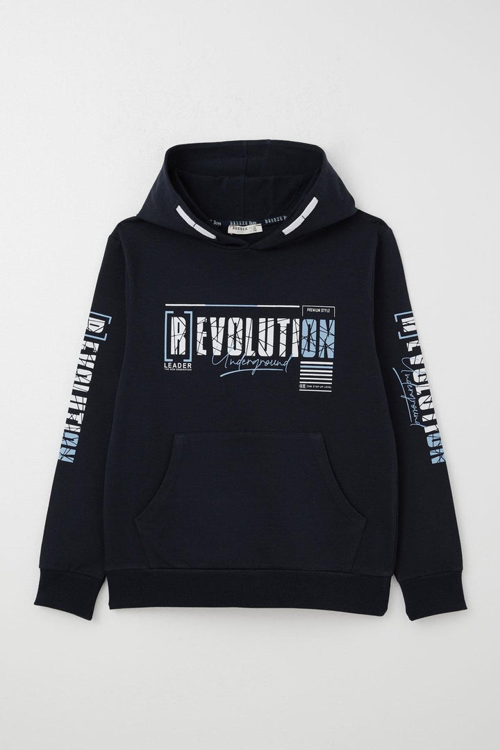BRE Breeze Boys' Sweatshirt Hoodie with Kangaroo Pocket 96 Years, Navy Blue - Jiquílpan de Juárez