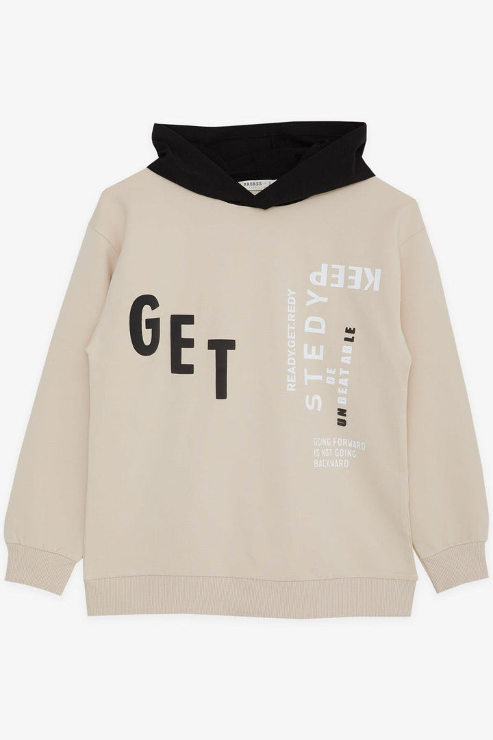 BRE Breeze Girls & Boys Boys Sweatshirt Hooded Printed 84 Years, Beige - Bendigo