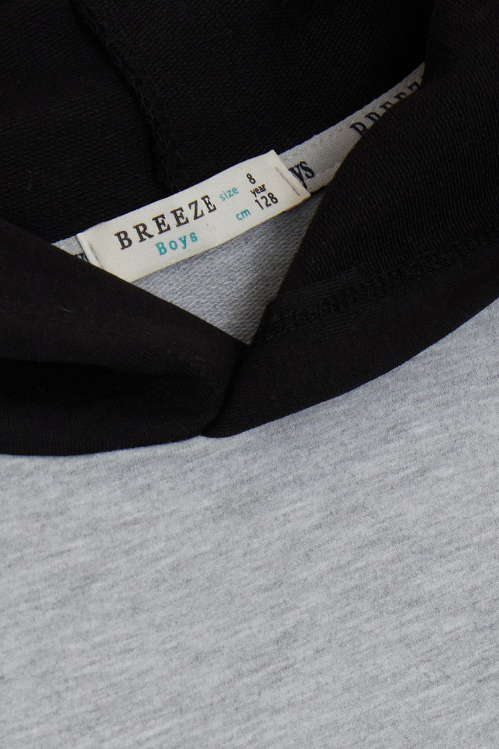 BRE Breeze Girls & Boys Boys Sweatshirt Hooded Printed 84 Years, Grey Melange - Mount Prospect