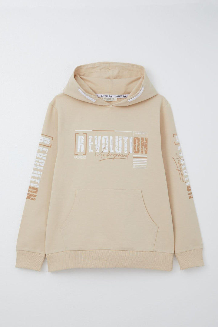 BRE Breeze Boys' Sweatshirt Hoodie with Kangaroo Pocket, 96 Years, Cream - Segrate