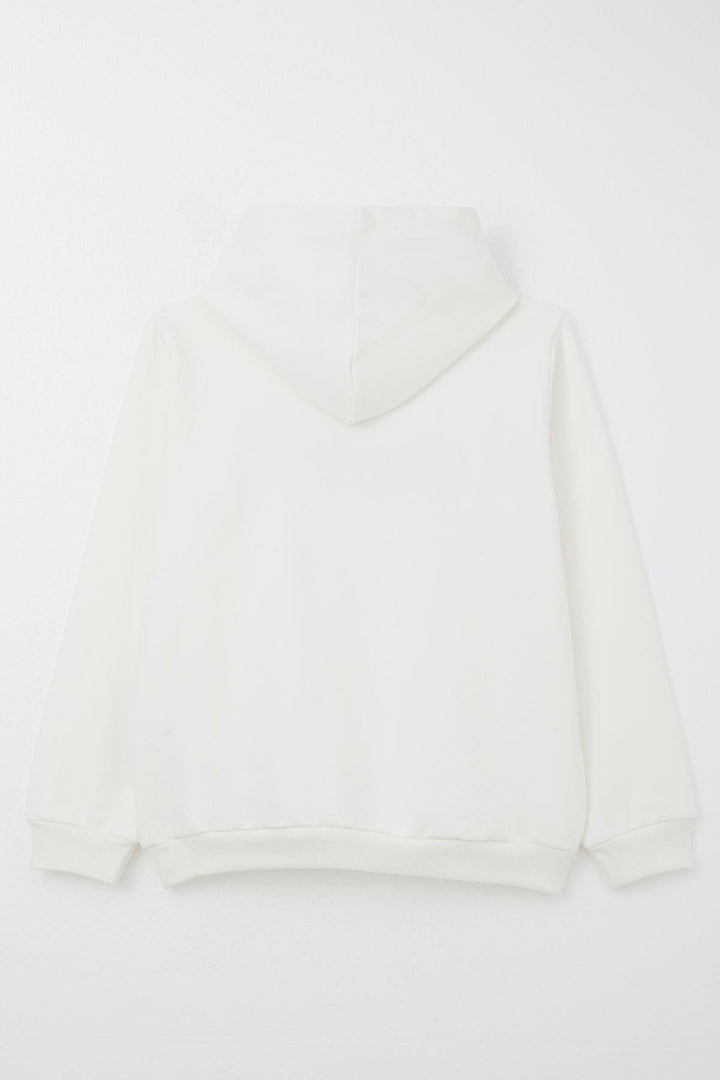 BRE Breeze Boys' Sweatshirt with Hood Kangaroo Pocket Embroidered Writing 4-8 Years, Beige - Miahuatlán de Porfirio Díaz