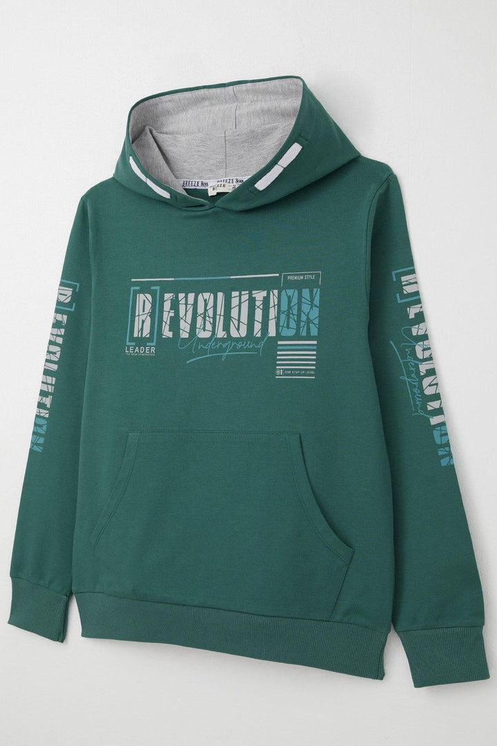 BRE Breeze Boys' Sweatshirt Hoodie with Kangaroo Pocket, 96 Years, Petrol Green. - Alfortville