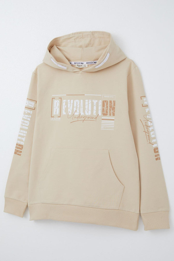 BRE Breeze Boys' Sweatshirt Hoodie with Kangaroo Pocket, 96 Years, Cream - Segrate