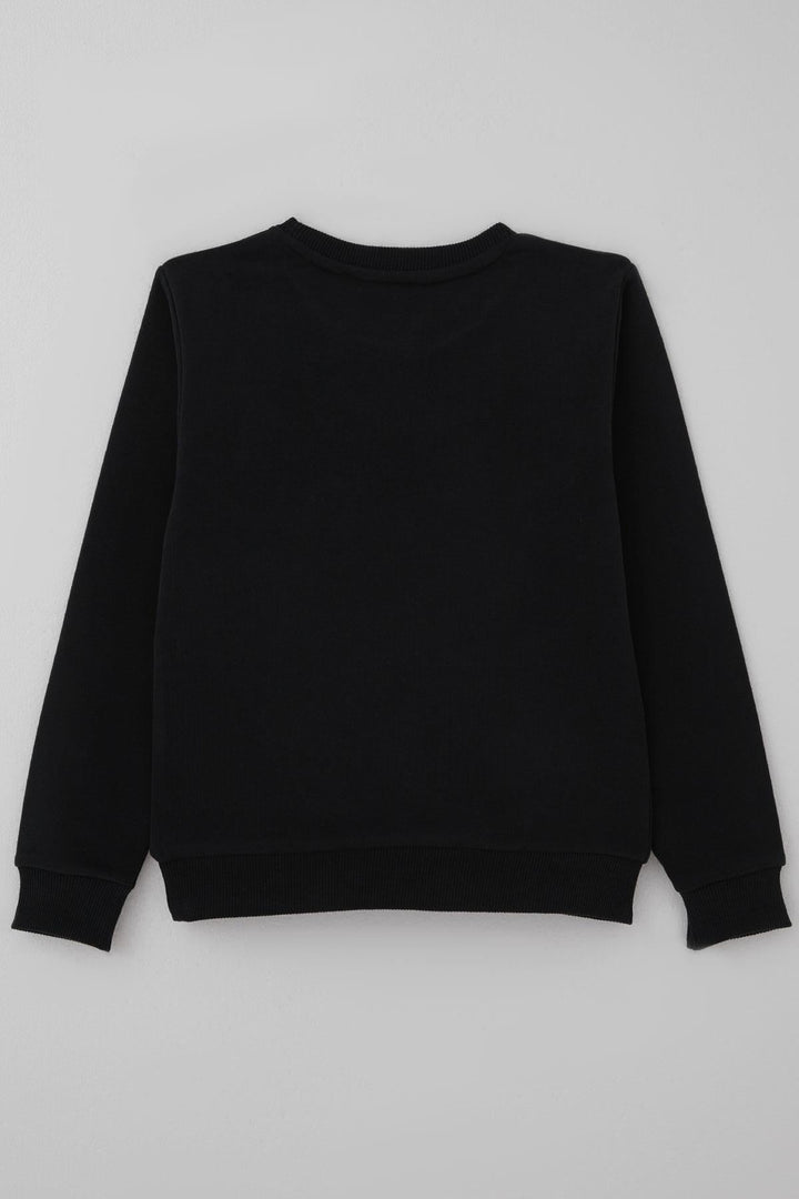 BRE Breeze Erkek Çocuk Sweatshirt Los Angeles Yazı Baskılı 84 Yaş, Siyah - Chalco