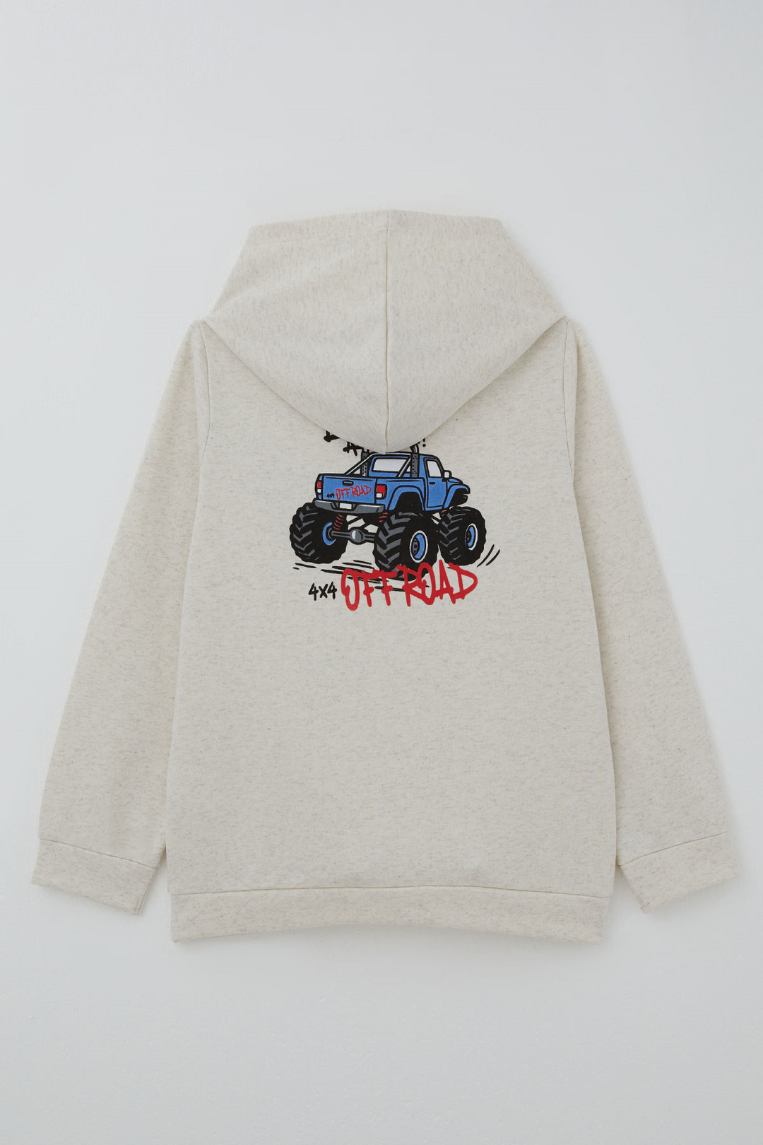 BRE Breeze Erkek Çocuk Sweatshirt Macera Temalı Arazi Aracı Sırt Baskı Detaylı 4-8 Yaş , Bej Melanj - Heerhugowaard