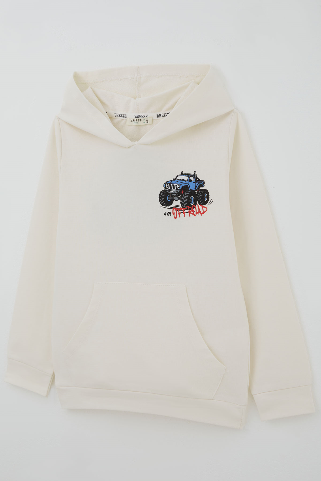BRE Breeze Erkek Çocuk Sweatshirt Macera Temalı Arazi Aracı Sırt Baskı Detaylı 4-8 Yaş , Krem - Mableton