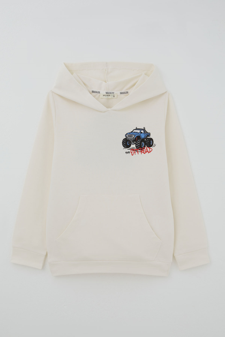 BRE Breeze Erkek Çocuk Sweatshirt Macera Temalı Arazi Aracı Sırt Baskı Detaylı 4-8 Yaş , Krem - Kornwestheim