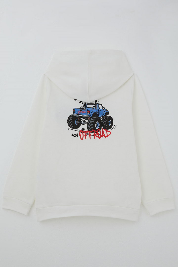 BRE Breeze Erkek Çocuk Sweatshirt Macera Temalı Arazi Aracı Sırt Baskı Detaylı 4-8 Yaş , Ekru - Weimar
