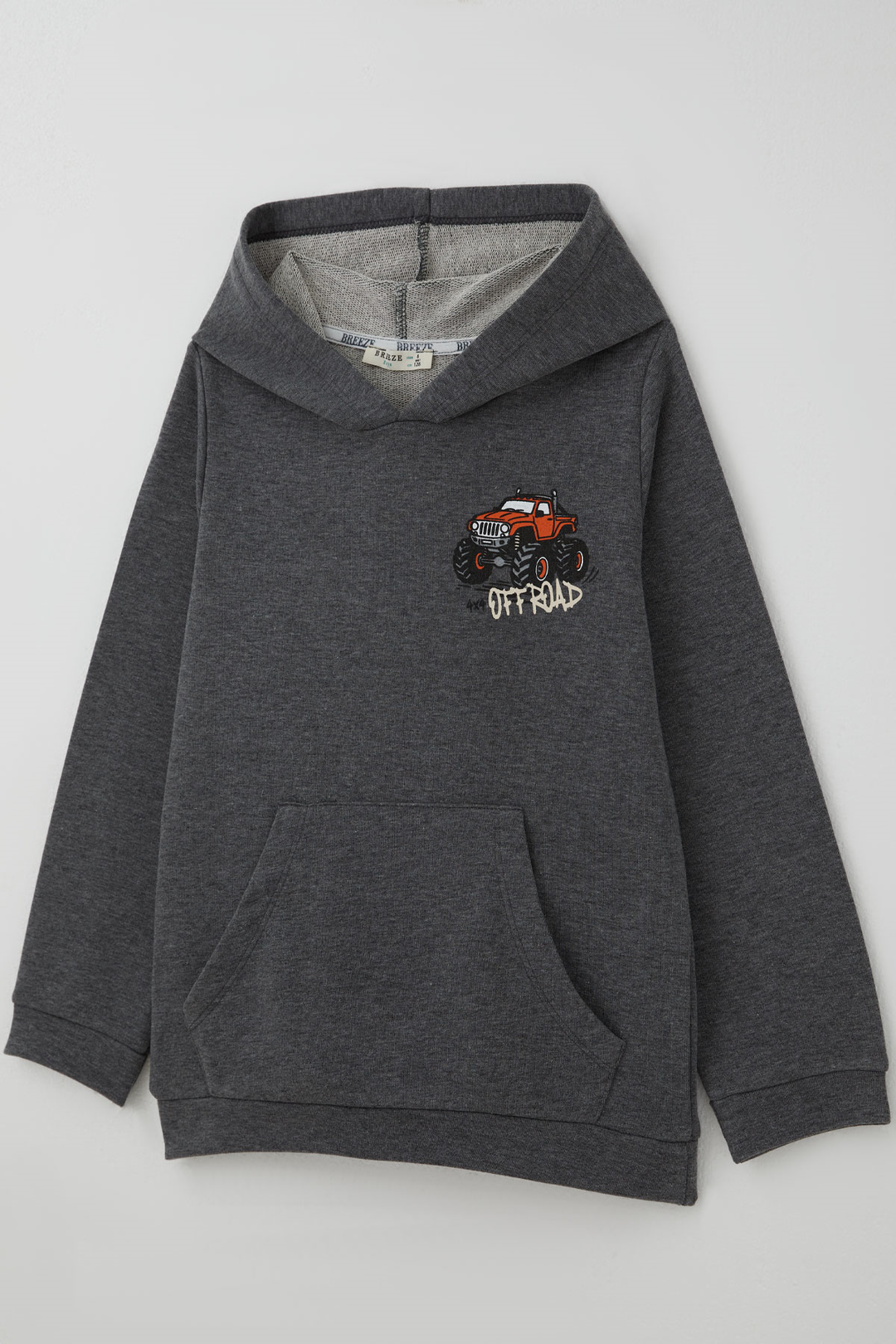 BRE Breeze Erkek Çocuk Sweatshirt Macera Temalı Arazi Aracı Sırt Baskı Detaylı 4-8 Yaş , Koyu Gri Melanj - St. Cloud