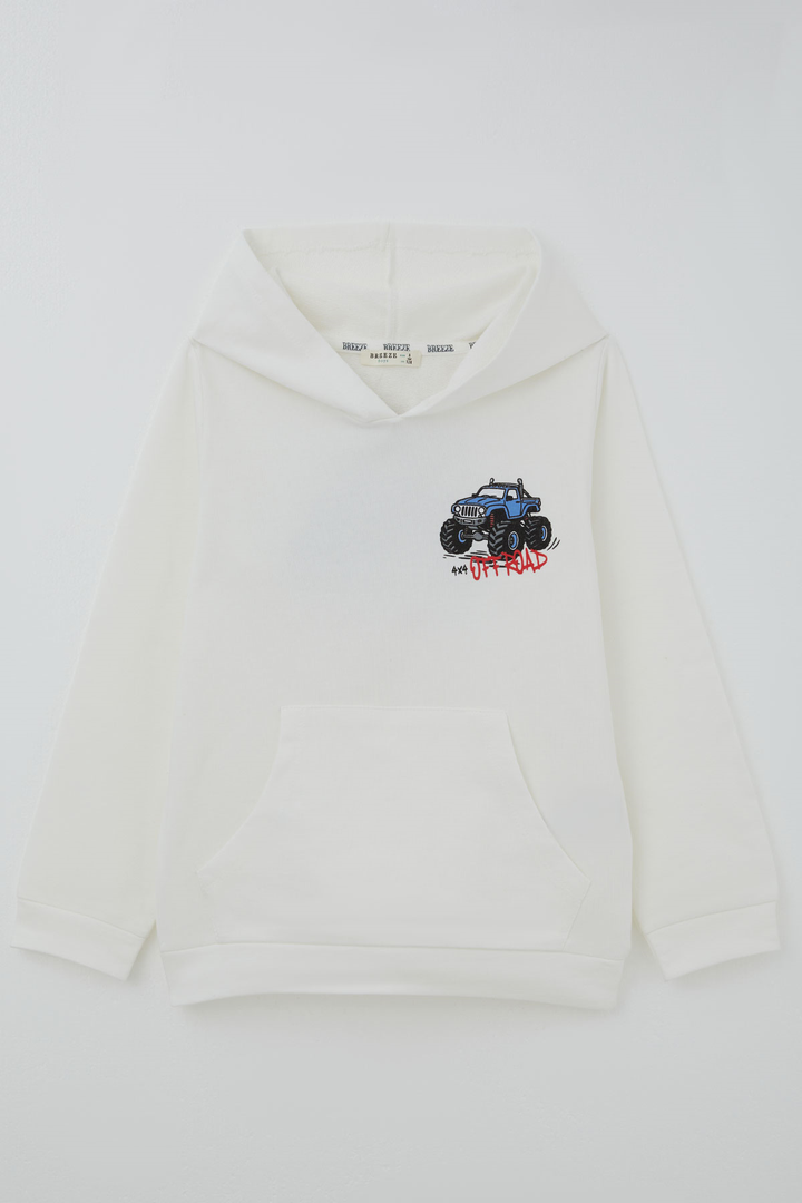 BRE Breeze Erkek Çocuk Sweatshirt Macera Temalı Arazi Aracı Sırt Baskı Detaylı 4-8 Yaş , Ekru - Edmonton