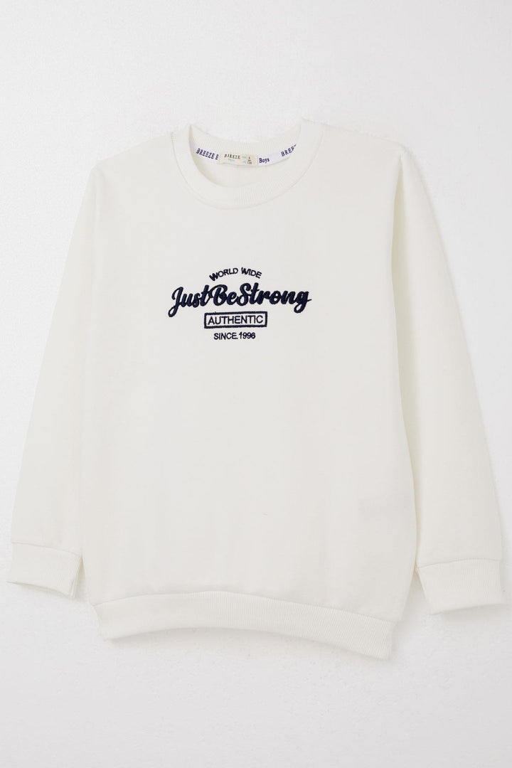 BRE Breeze Boys' Sweatshirt with Embroidered Text Print, 84 Years, Ecru - Barnet