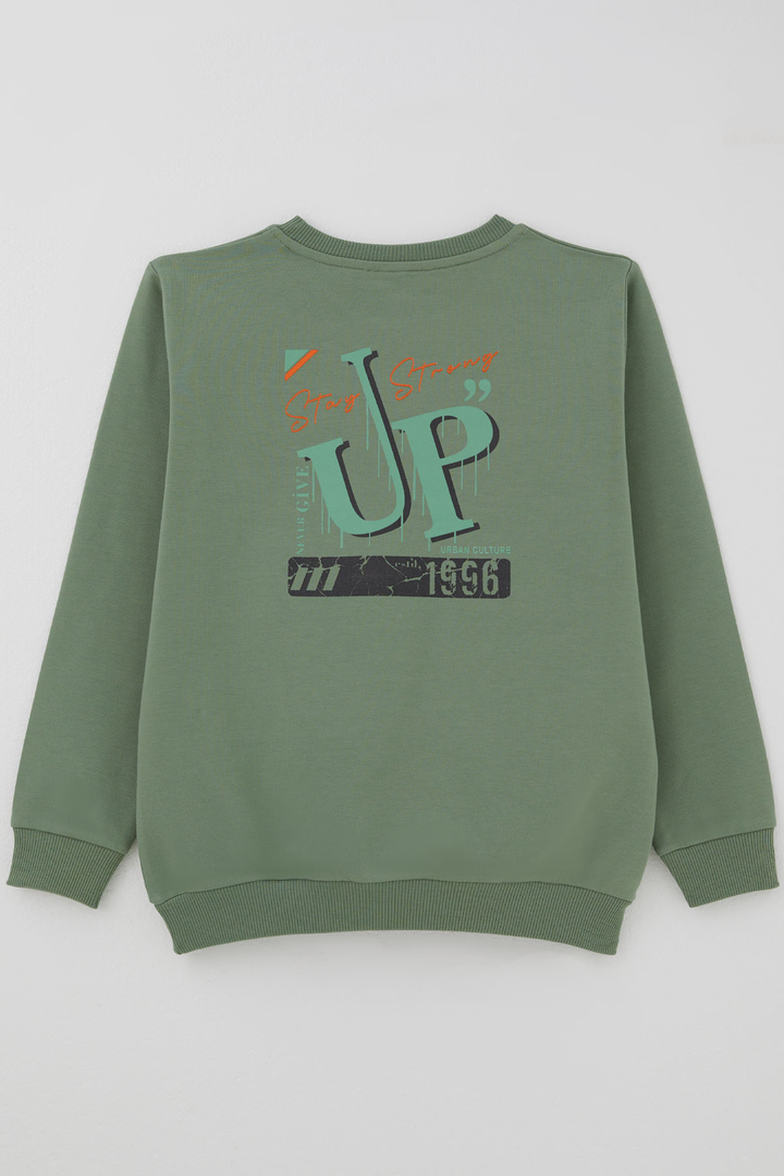 BRE Breeze Erkek Çocuk Sweatshirt Sırt Yazı Baskı Detaylı 5-9 Yaş , Mint Yeşili - Rosenberg