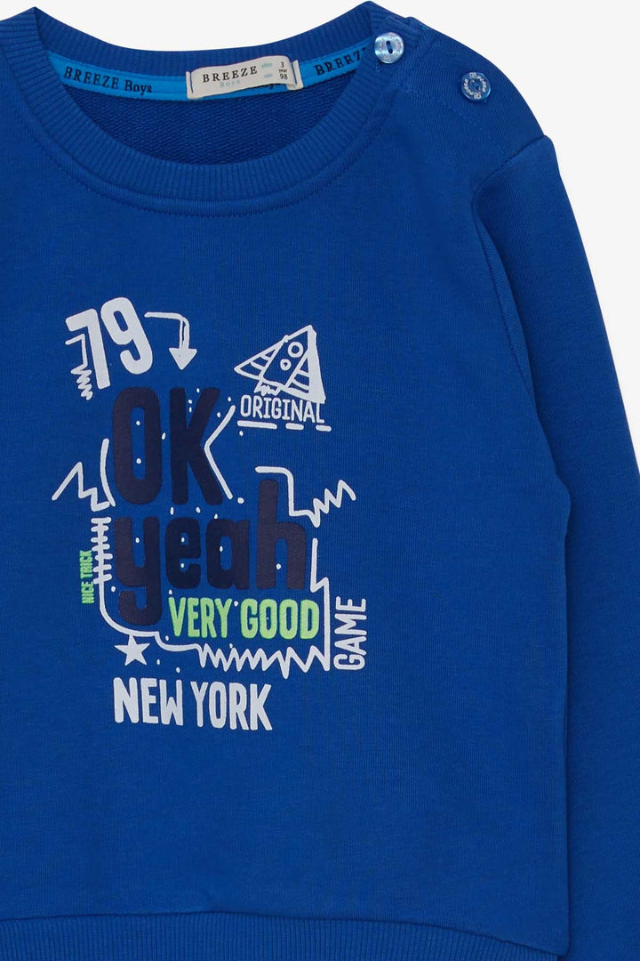 BRE Breeze Boys' Sweatshirt with Printed Text, 2-6 Years, Sky Blue - Leander