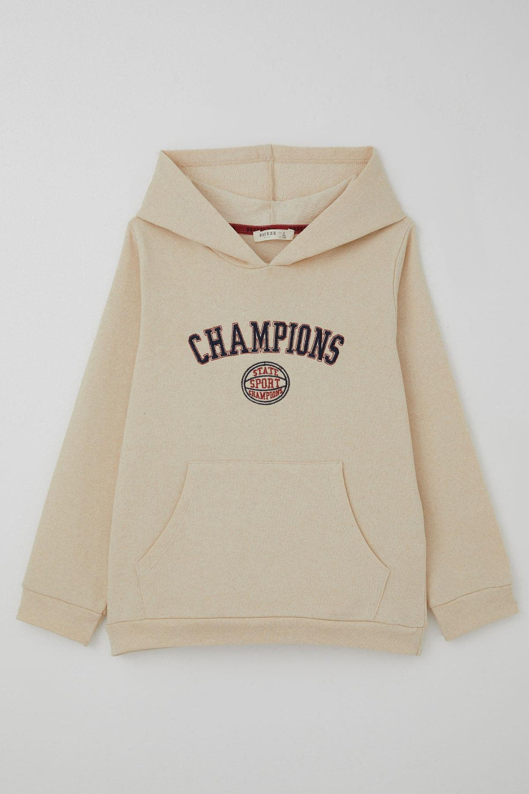 BRE Breeze Erkek Çocuk Sweatshirt Yazı Baskılı Kapüşonlu 4-8 Yaş, Krem - Spokane