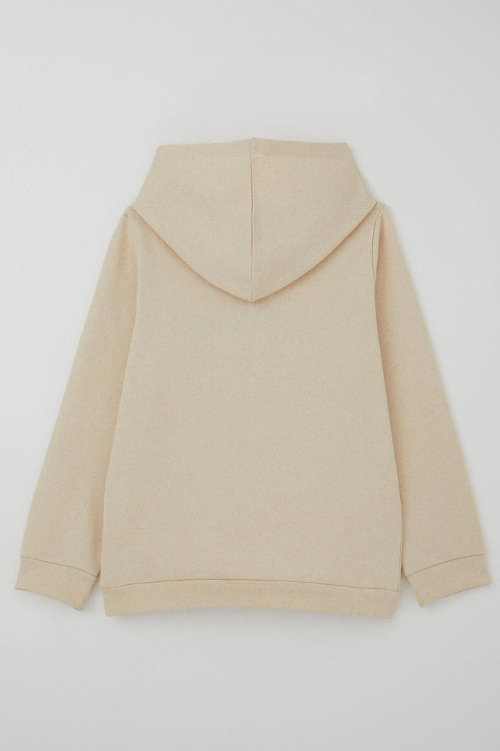BRE Breeze Erkek Çocuk Sweatshirt Yazı Baskılı Kapüşonlu 4-8 Yaş, Krem - Spokane