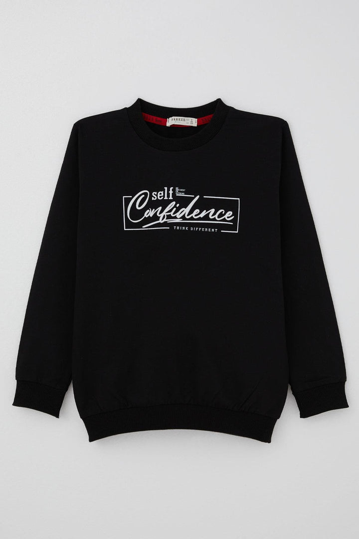 BRE Breeze Boys' Sweatshirt Printed with Text, 84 Years, Black - Leiden