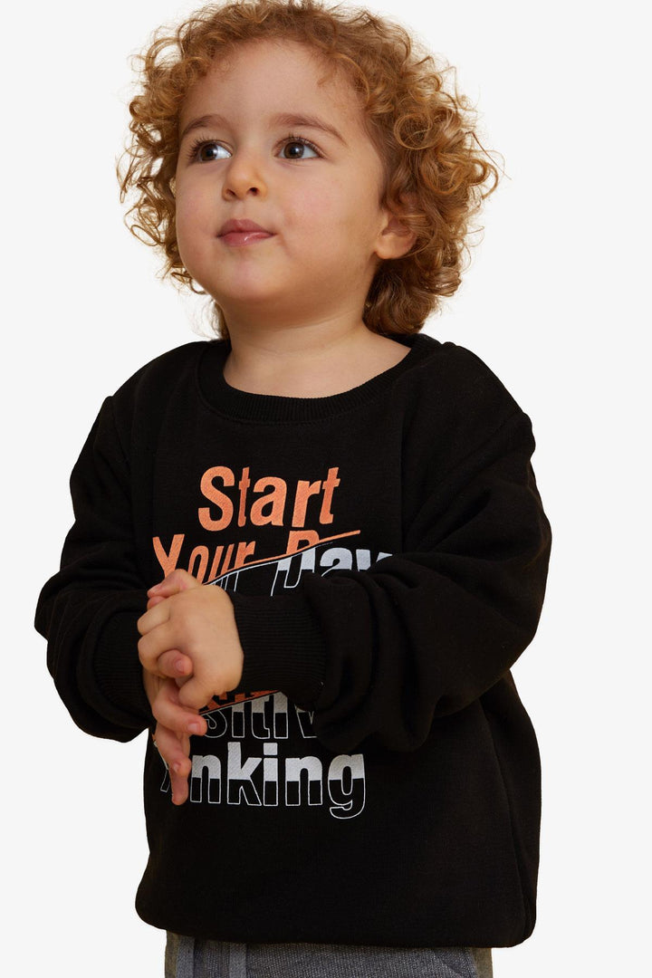 BRE Breeze Boys' Sweatshirt with Printed Text, 2-6 Years, Black - Irondequoit