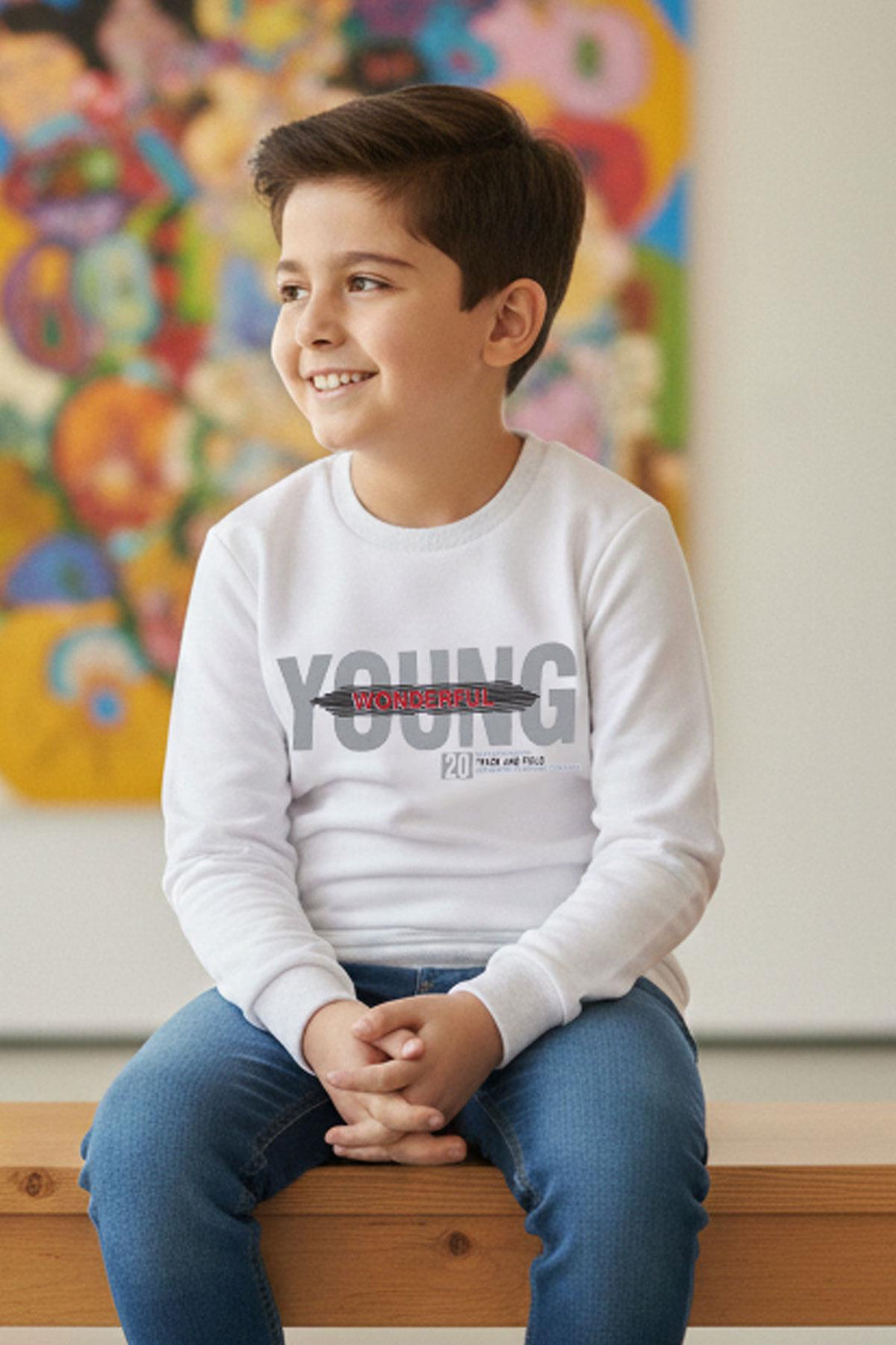 BRE Breeze Erkek Çocuk Sweatshirt Yazı Baskılı 84 Yaş, Beyaz - Korydallós