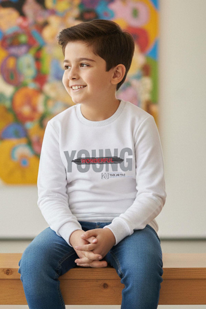 BRE Breeze Erkek Çocuk Sweatshirt Yazı Baskılı 84 Yaş, Beyaz - Korydallós