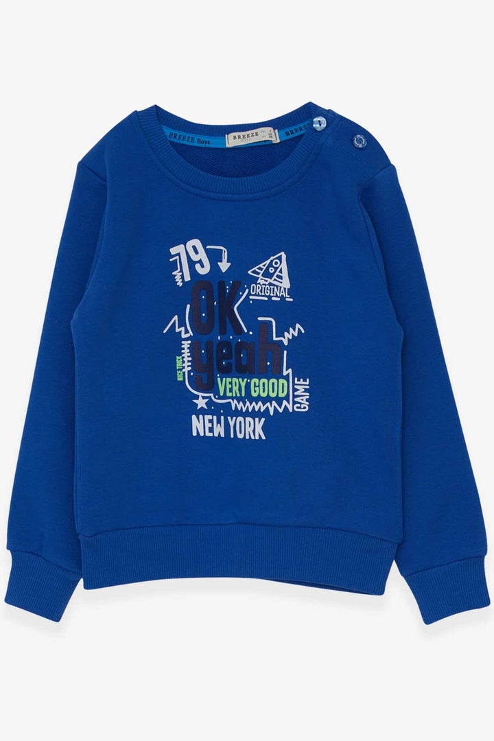 BRE Breeze Boys' Sweatshirt with Printed Text, 2-6 Years, Sky Blue - Leander