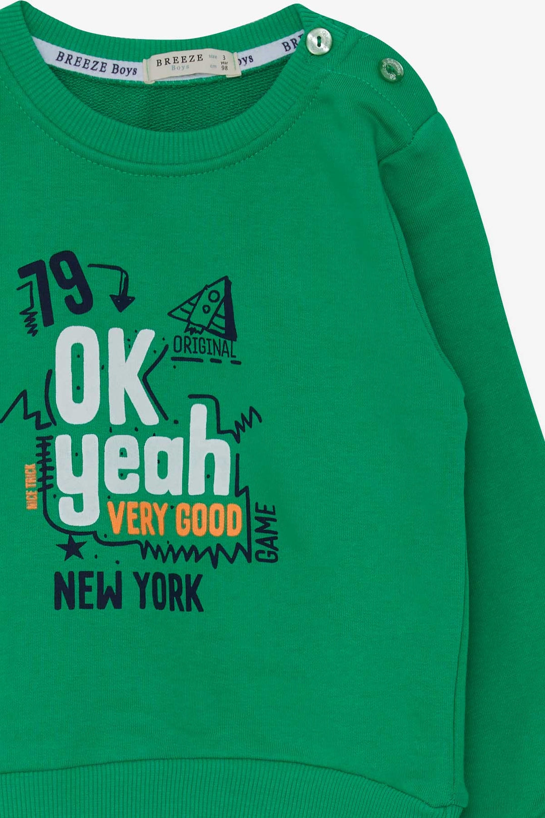 BRE Breeze Boys' Sweatshirt Printed with Text, 2-6 Years, Green - Middletown