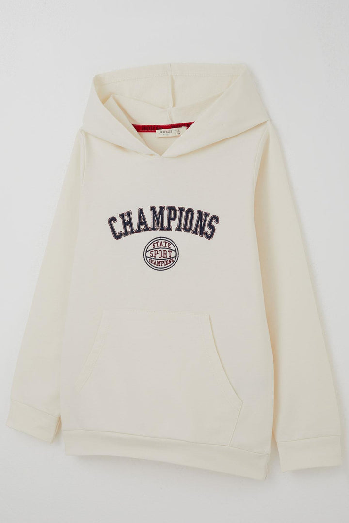 BRE Breeze Boys' Sweatshirt with Printed Hood 4-8 Years, Beige - Lafayette